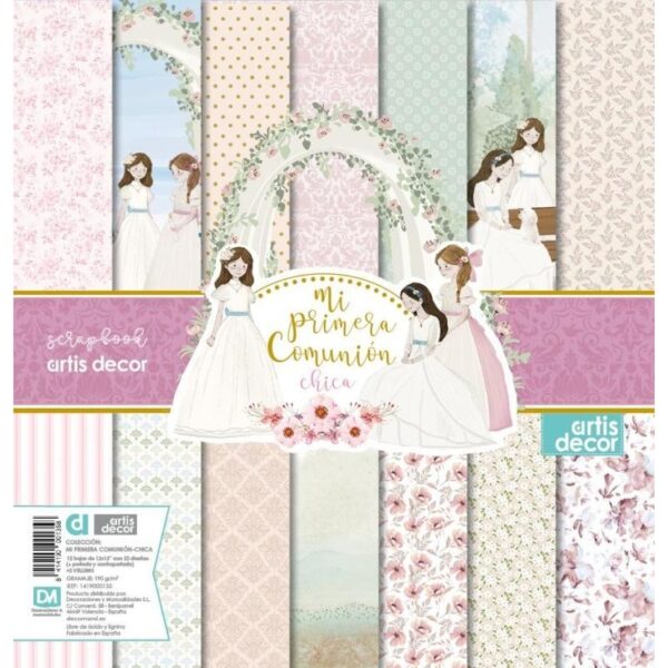 Colección papel scrap 12x12" Mi primera comunión chica